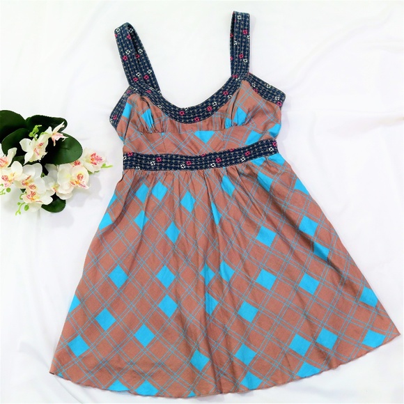 Free People Dresses & Skirts - Vintage FREE PEOPLE Printed Plaid Dress Sexy Summer Casual